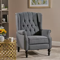 This pushback recliner features gorgeous details such as button tufting, diamond stitching, and tonal piping to bring...