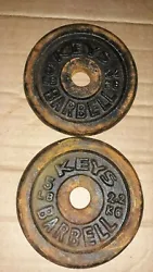 Keys Barbell Cast Iron Weight Plate 5lb Standard 1” Pair lot 1..Condition is Used...has surface rust..look closely at...