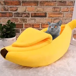 Type:Soft banana Style Warm cat bed dog sofa nest for puppy kitten Material: Fleece + PP cotton Color:Yellow Banana...