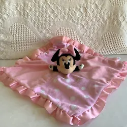 Lovingly Preowned, Disney Baby Minnie Mouse Lovey Security Blanket Pink Polka Dots Crinkle Ears. This lovey is nice and...