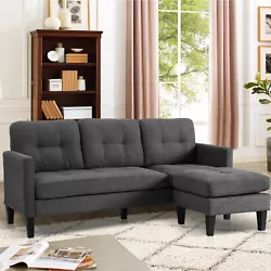 3-seat Sectional Sofa Couch with Ottoman Sofa set 1. [High-quality sofa] The modular sofa cushion is filled with very...