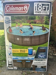 Coleman 18ft x 48in Power Steel Above Ground Swimming Pool With Sand Filter pump. Selling our 1 year used pool because...