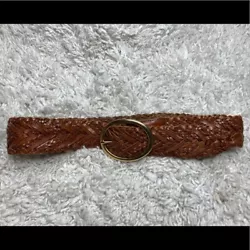 Rough Roses brown leather braided belt wide sz S in excellent condition.