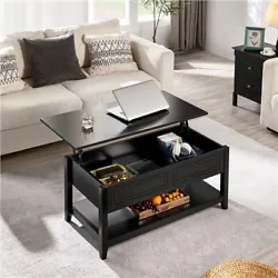 Practical lift-top design: The tabletop of this coffee table can be effortlessly lifted to create a decent workspace or...
