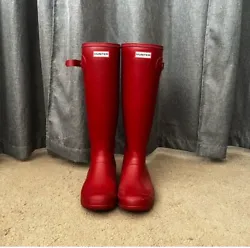 Women Hunter Original Tall Rain Boots Military Red Waterproof Knee High Boots. Condition is Pre-owned. Shipped with...