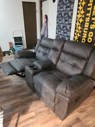 Loveseat Rocker Recliner. Bought 2 months ago. Moving. Electric USB port. Call [phone removed by eBay]