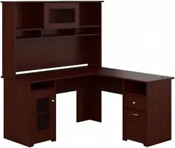 The L-shaped design provides a large durable work surface with plenty of storage features. An enclosed cabinet with a...