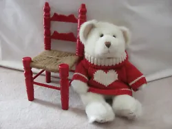 Soft, Clean and Adorable small Teddy Bear & wood Chair. { Never used as a toy. }. Beautiful Condition. Handmade Chair...