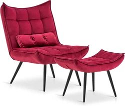 Mcombo Velvet Wingback Accent Chair with Ottoman, 4079. 【Multi-purpose Chair with Ottoman】- Mcombo lounge chair can...