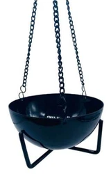 Black Iron hanging pot for all your burning needs. Legs on dish give you the option to set on a surface or hang from...