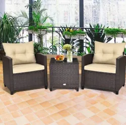 Color of Rattan: Mix Brown. Material: Steel + Rattan + Polyester Fabric + Tempered Glass + Sponge. Designed in concise...