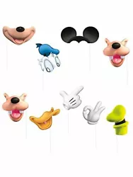 One Mickey Mouse Photo Prop Kit with 8 separate pieces. This fun photo prop kit is made of sturdy cardboard-like paper...