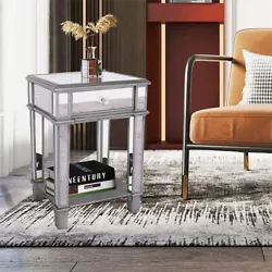 Specifications: Type:End table Color:Silver Material:70%MDF+30%Glass Style:Modern Net Weight:10.5kg/23.1lbs...