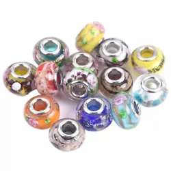 Size: 14x9mm. Material: Lampwork Glass. Quantity/unit: 5pcs. Condition: Loose beads only! No string! Hole size: 4.5mm.