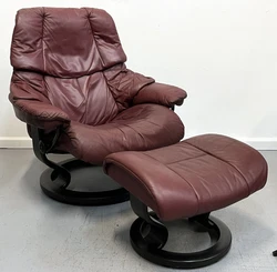 This is a gorgeous Ekornes Stressless recliner chair and ottoman. It is the Large 