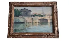 Peinture Huile Sur Panneau Architecture Paris signé Louis Amariglio. Antique painting paris landscape impressionnist...