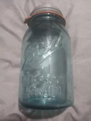 Vintage Blue 10 Ball Perfect Mason Jar with Zinc Lid and Seal. What you see is what you get.