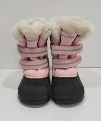 NAUTICA BEASLEY PINK GRAY FAUX FUR WARM TODDLER GIRLS SNOW BOOTS SIZE 11.