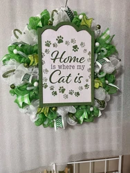 Cat everyday deco mesh wreath.