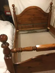 Solid pine Queen Size bed frame cannonball headboard and footboard..