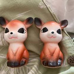 Vintage Bambi Looking Deer Salt And Pepper Shakers From Taiwan. Probably unused but not positive. Ceramic .about 3 in...