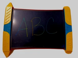 LCD writing tablet, boogie board scribble and play.  Comes with 4 stylus pens.  Screen measures 8.5in diagonally.
