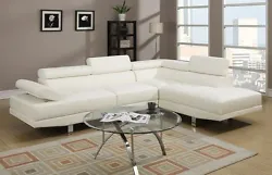 The futuristic design of this full-length sectional features a unit covered in faux leather with a linear fashion of...