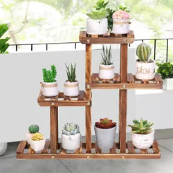 Multi-tiered Plant Stand Succulent Pots Display Rack Balcony Indoor Outdoor DIY. Made of nature pine wood, which is...