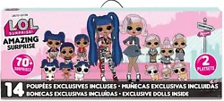 Unbox 70+ surprises and 14 exclusive dolls, including 2 L.O.L. Surprise O.M.G. Fashion dolls. Includes: 2 fashion...