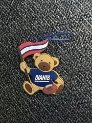 Vintage Kurt Adler NFL NY Giants Wooden Teddy Bear Ornament. New York Giants plastic Christmas ornament. Preowned, good...