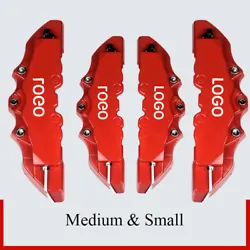 4× 3D Red Car Auto Disc Brake Caliper Cover Front & Rear Wheels Accessories Kit. 4PCS Front+Rear 3D Style Car Disc...