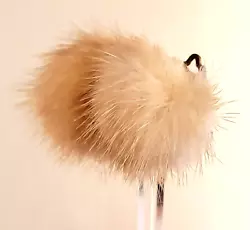 This is a Fluffy, Puffy Pair of Light Tan Beige Puffball Genuine Mink Fur Earrings from the 1950s!