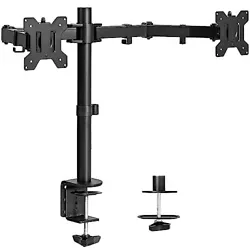 New dual monitor desk mount (model STAND-V002) made of high grade steel and aluminum from. Fits most LCD monitors 13