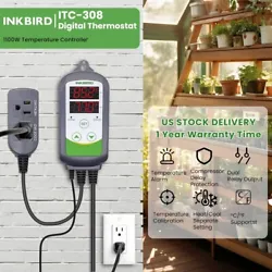 INKBIRD Digital Thermostat ITC-308. | ITC-308 Thermostat | NTC Sensor | English Manual. --Work 1[Heating],Work...
