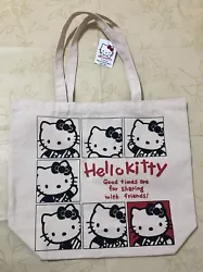 A tote bag with a cute Hello Kitty pattern.