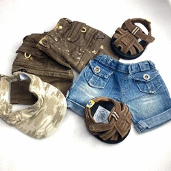 Build A Bear Workshop Mixed Assorted Clothing Lot Of 4 Shorts Sandals Visor. Blue Denim shortsBlack and brown denim...