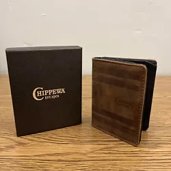 Chippewa Western Mens Wallet Bifold Leather Embossed Strip Logo Brown 22225138W6. Condition is New with tags. Shipped...