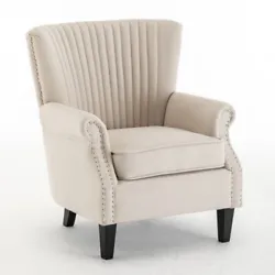 【Easy Assemble】This living room wingback chair is desgined to clip-on of the wingback. Screw 4 wooden legs, insert...