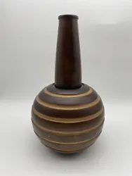 Introducing a beautifully crafted wooden vase with horizontal stripes that will add a touch of elegance to any room....