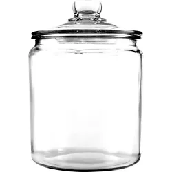 This glass jar features an attractive design with a sturdy lid accented with a knob-style handle on top for easy use....