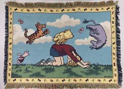 Goodwin Weavers Classic Pooh Leap Frog Tapestry Throw.