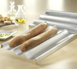 USA Pan Bakeware Aluminized Steel Perforated French Baguette Bread Pan, 3-Loaf.