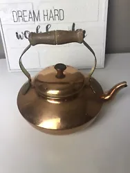 Vintage Old Dutch Solid Copper Tea Kettle Pot Portugal. Used little white dots on it .