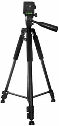 It has non-slip swivel feet and one bubble level indicator. It has 3-section aluminum alloy legs and a 3-way pan head...