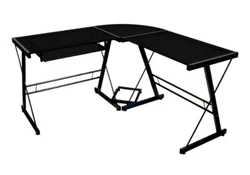 Crafted from durable steel with a powder-coated finish and thick, tempered safety glass. Modern style.  Accommodates...