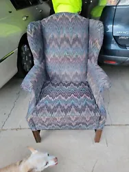 1994 vintage laz e boy wingback chair and footstool. Chair has some wear and tear in a few small spots, have original...