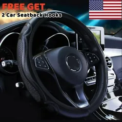 Black Car Steering Wheel Cover. 1 x Steering wheel cover. Material： Faux leather. Color: Black (As Pictures Show)....