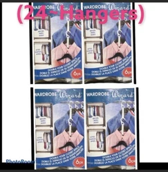 24~Wardrobe Closet Organizer Space Saver Hangers. Wardrobe Wizard Closet Organizer 4 x 6 pk = 24 Space Saver Hangers...