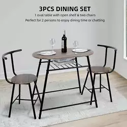 Upgrade your dining experience with iKayaas 3-piece dining table set. 3 Pieces Dining Set for 2: Oval table with 2...
