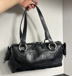 VERSACE Vintage Shoulder Handbag VERSACE Embossed leather Black Gothic. Preowned, in good condition. Please feel free...
